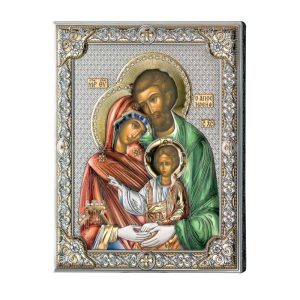 Icona Sacra Famiglia Argento e Colore