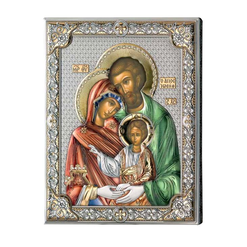 Icona Sacra Famiglia Argento e Colore