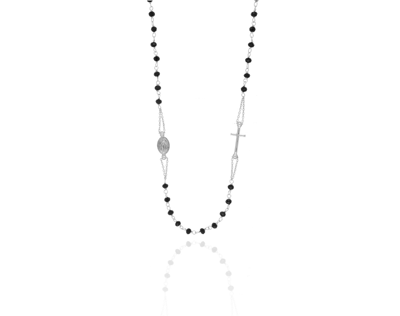 COLLANA ROSARIO - Argento 925 con pietra Spinello Nero - Lavorata a Mano