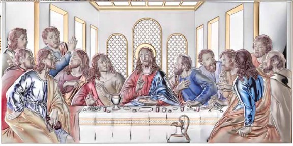 Ultima Cena Argento, Oro e Colore - Lavorata a Mano