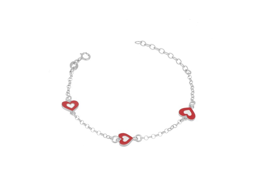 Bracciale cuoricini argento 925 e smalto