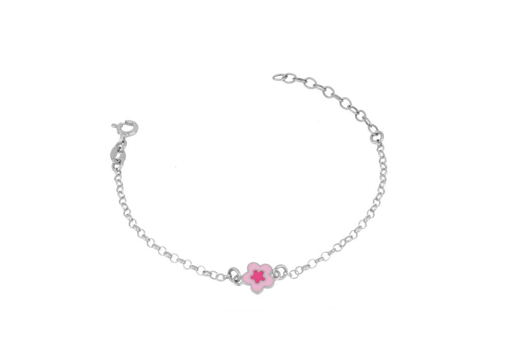 Bracciale fiorellino bicolore argento 925 e smalto