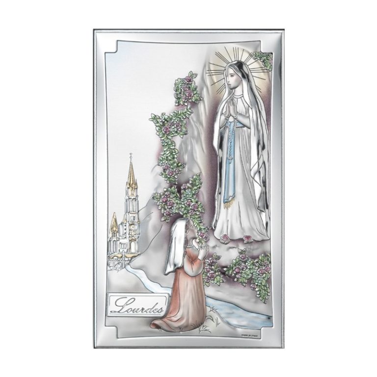 Madonna di Lourdes Argento e Colore