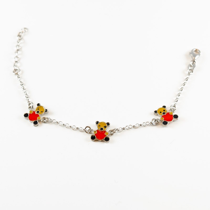 Bracciale orsetto argento 925 e smalto