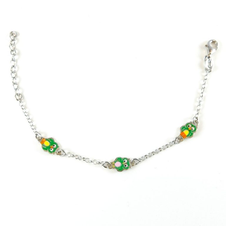 Bracciale gufo bicolore argento 925 e smalto