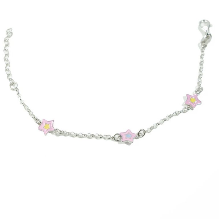 Bracciale stellina rosa argento 925 e smalto