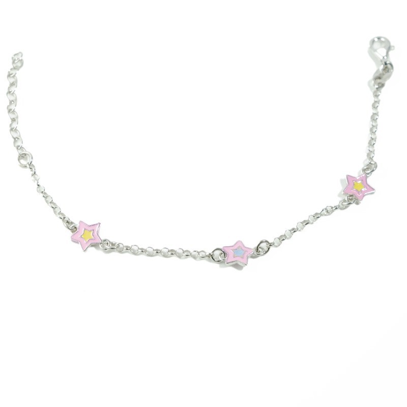 Bracciale stellina rosa argento 925 e smalto