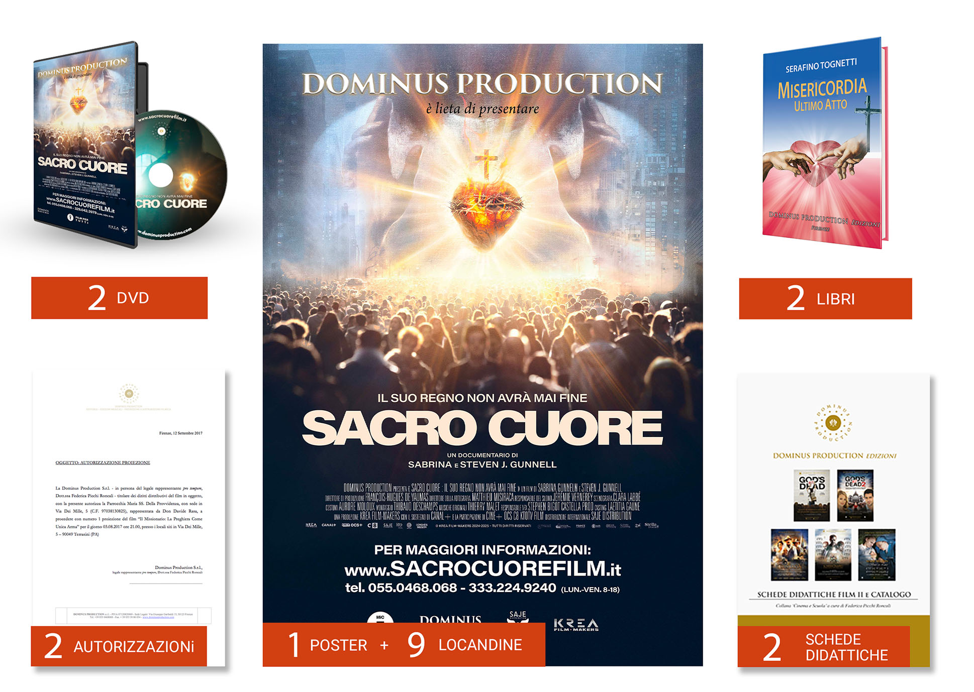 Sacro Cuore - Pacchetto Proiezione 2 Autorizzazioni + 2 DVD + 2 LIBRI + Schede Didattiche